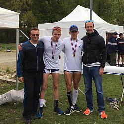L'entraîneur Julien Sourjet, Maxime Vicot, Pierre Minniti et le (…)